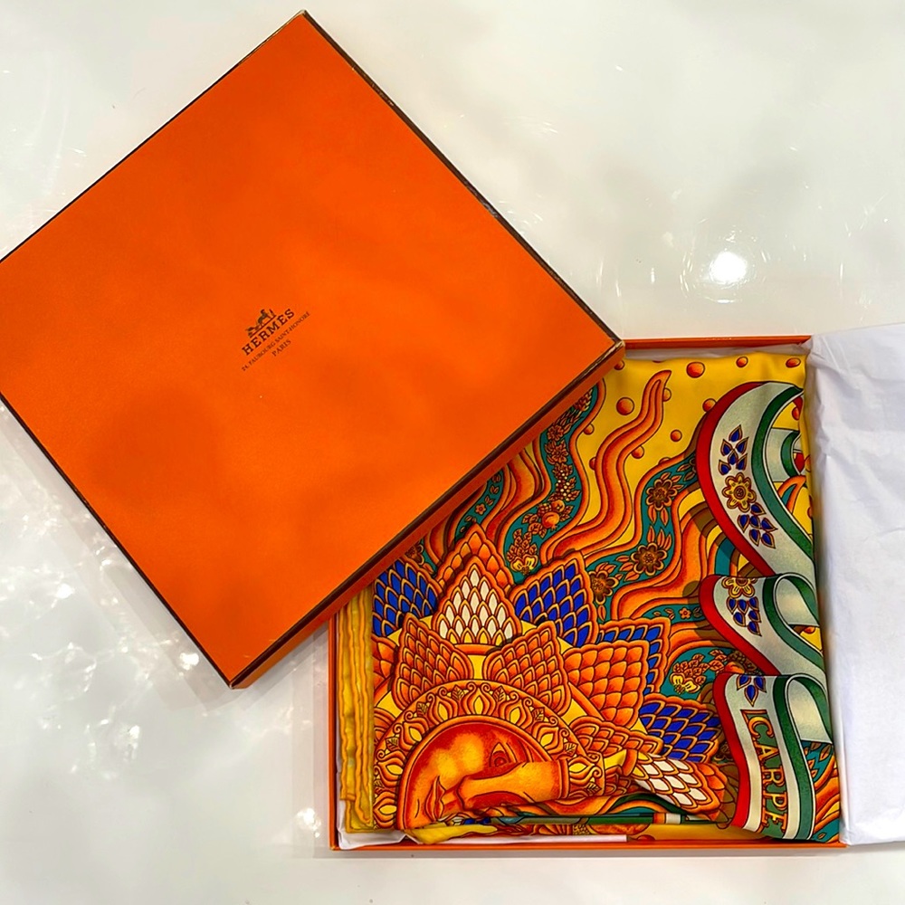 Hermes Silk Scarf Carpe Diem Print